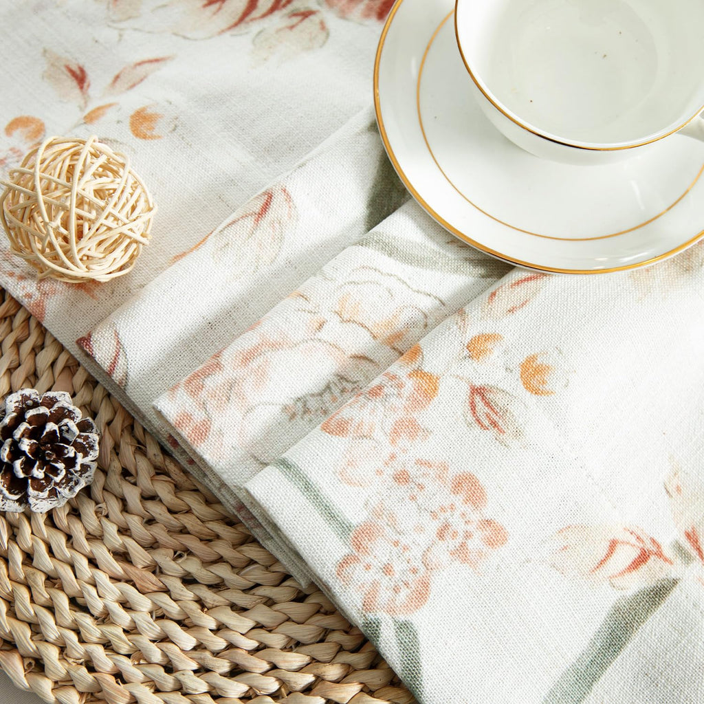 Printing Curtain Valances for Windows, Blooming Red Flowers Pattern Light Filtering Privacy Curtains, Farmhouse
