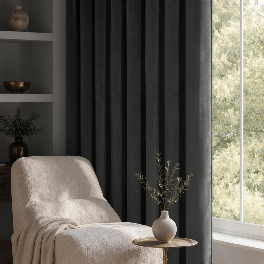 Grey Blackout Velvet Curtains Drapes 84 Inch Long 52"x84" Bedroom