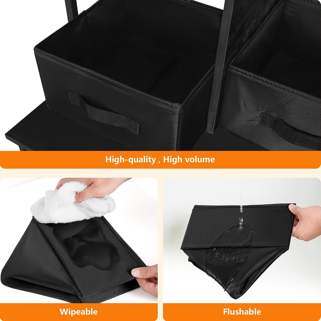Cat Litter Box Enclosure, 3 Storage Shelves and 2 Drawers, 61.8" H