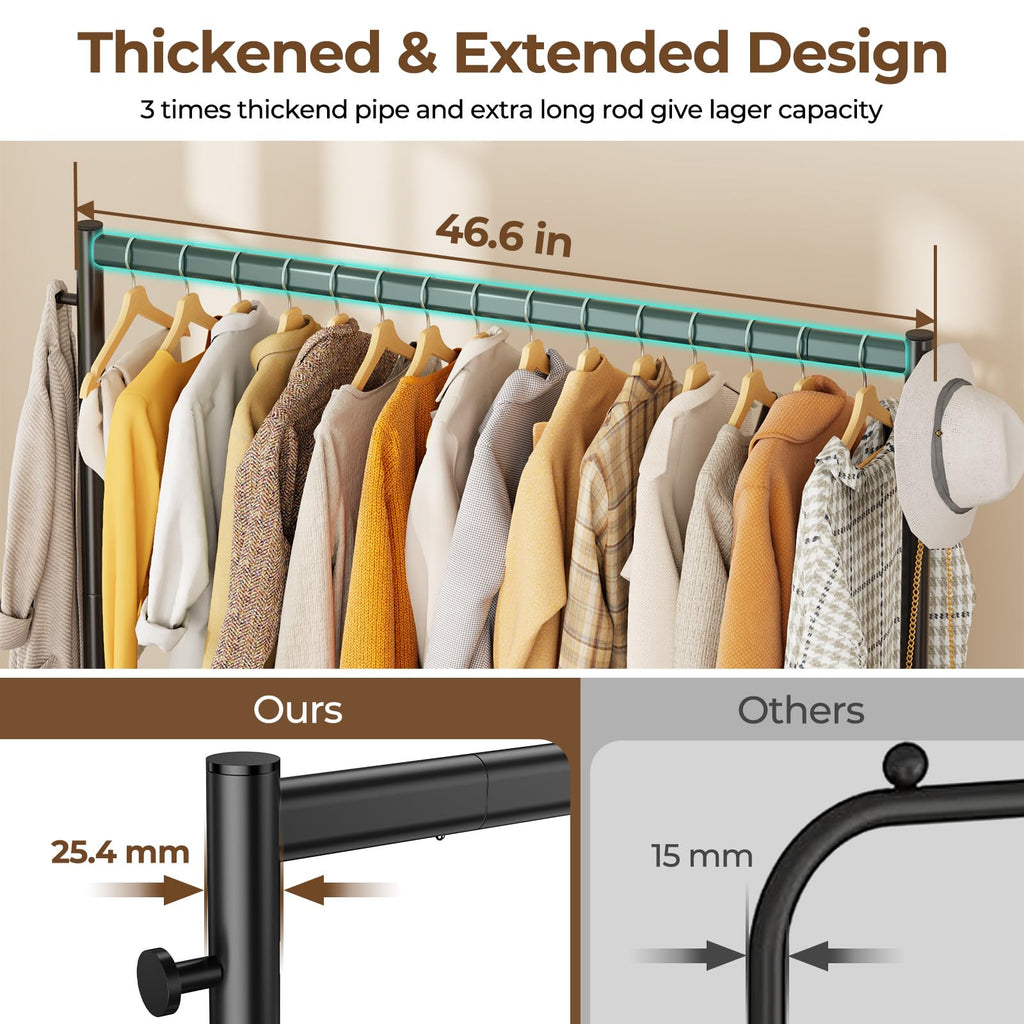 Clothes Clothing Rack, Rolling Heavy Duty Clothes Rack Load 420 LBS With Wheels, Clothes Rack for Hanging Clothes