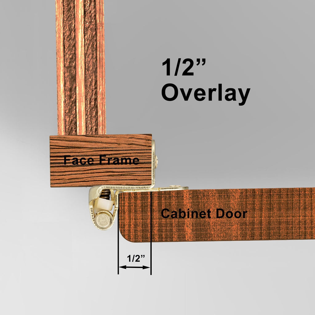 Gold Kitchen Cabinet Hinges, 1/2" Overlay, 4 Pack
