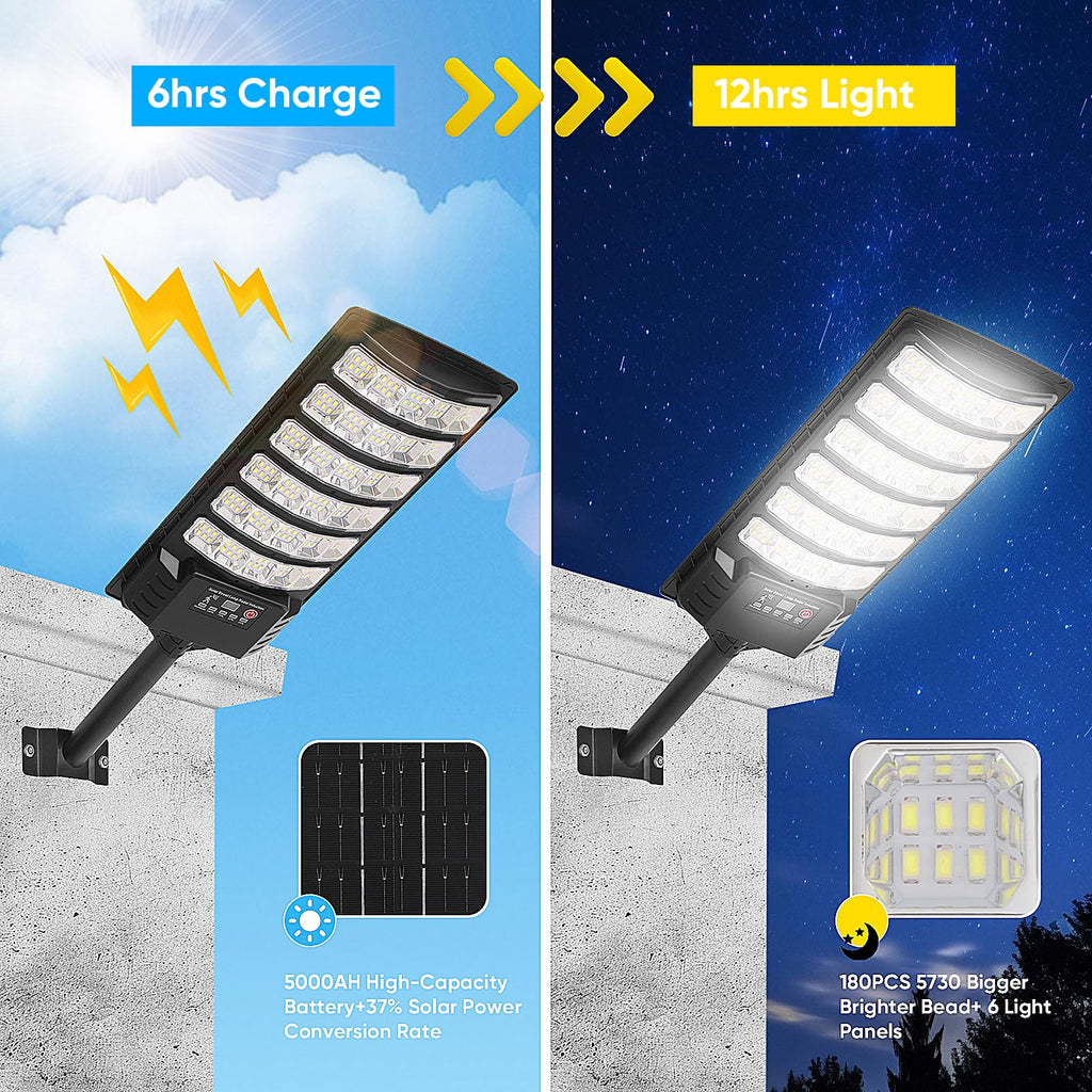 4 Pack Solar Street Light Outdoor 6500K Waterproof Motion Sensor LED Solar Powered Flood Light with Remote