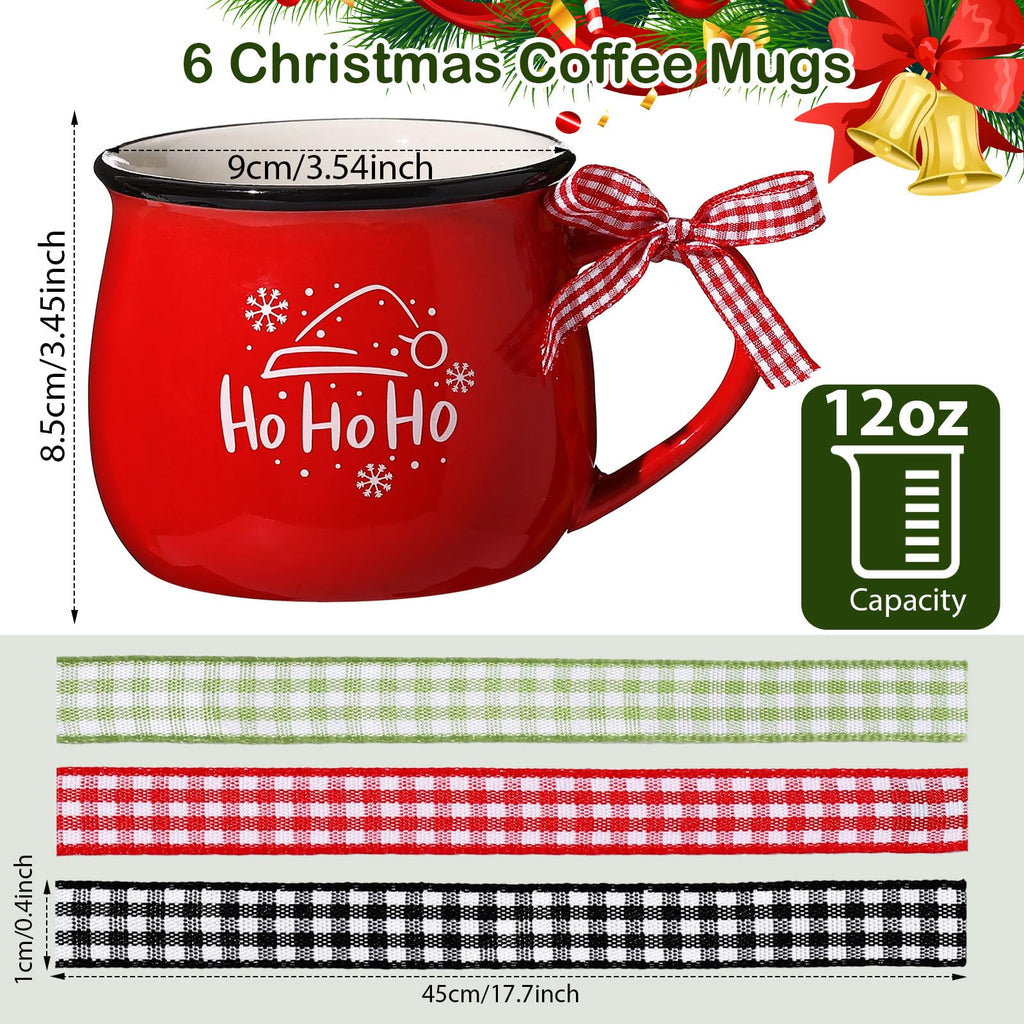 6 Set Christmas Coffee Mugs, Holiday Gift