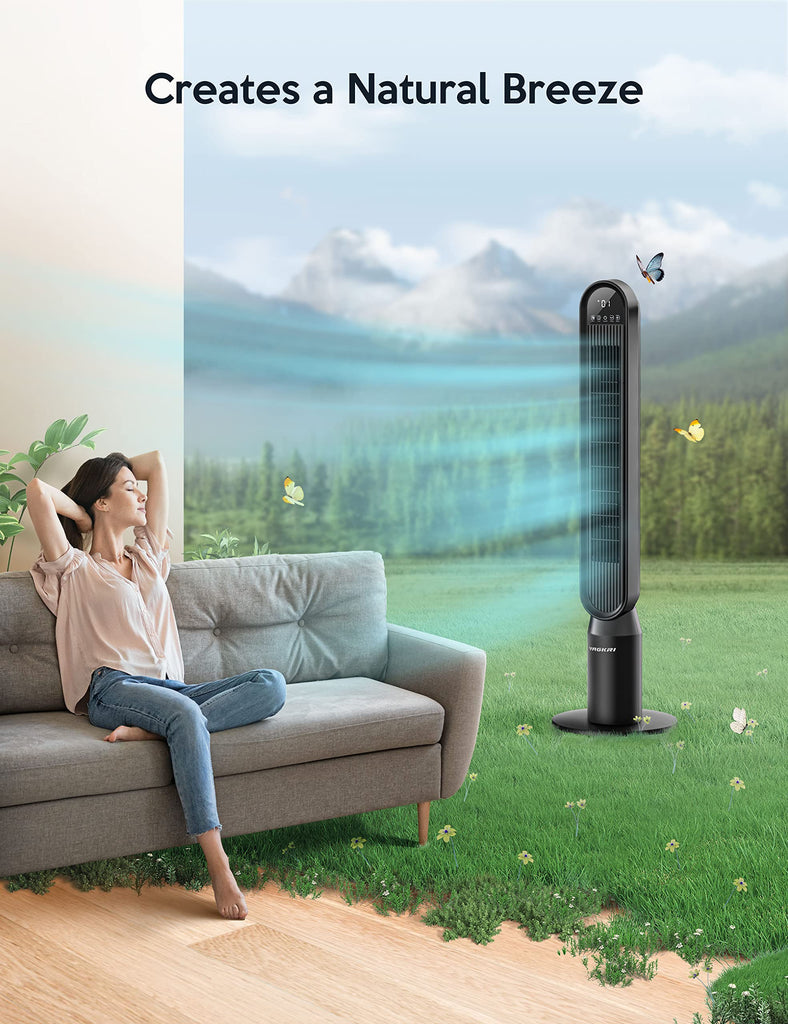 Tower Fan , 42" Quiet Floor Fan with 135° Vertical 90°Oscillation, 4 Modes, 4 Speeds, 15H Timers Standing bladeless