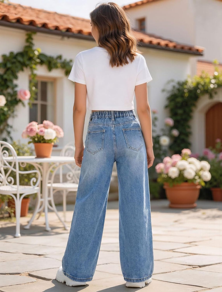 Jeans for Girls Baggy Wide Leg High Waisted Y2K Denim Pants