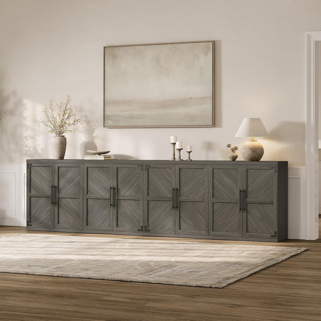 Large Modern Sideboard Buffet Cabinet with 4 Door, Storage Credenza | Modern Sideboard Buffet Cabinets, Large