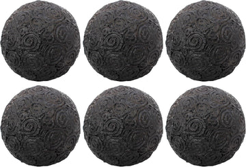 Decorative Resin Orbs, Balls, Spheres, Bowl Filler, Vase Filler 3.25 inch Pieces Black - Set of 6