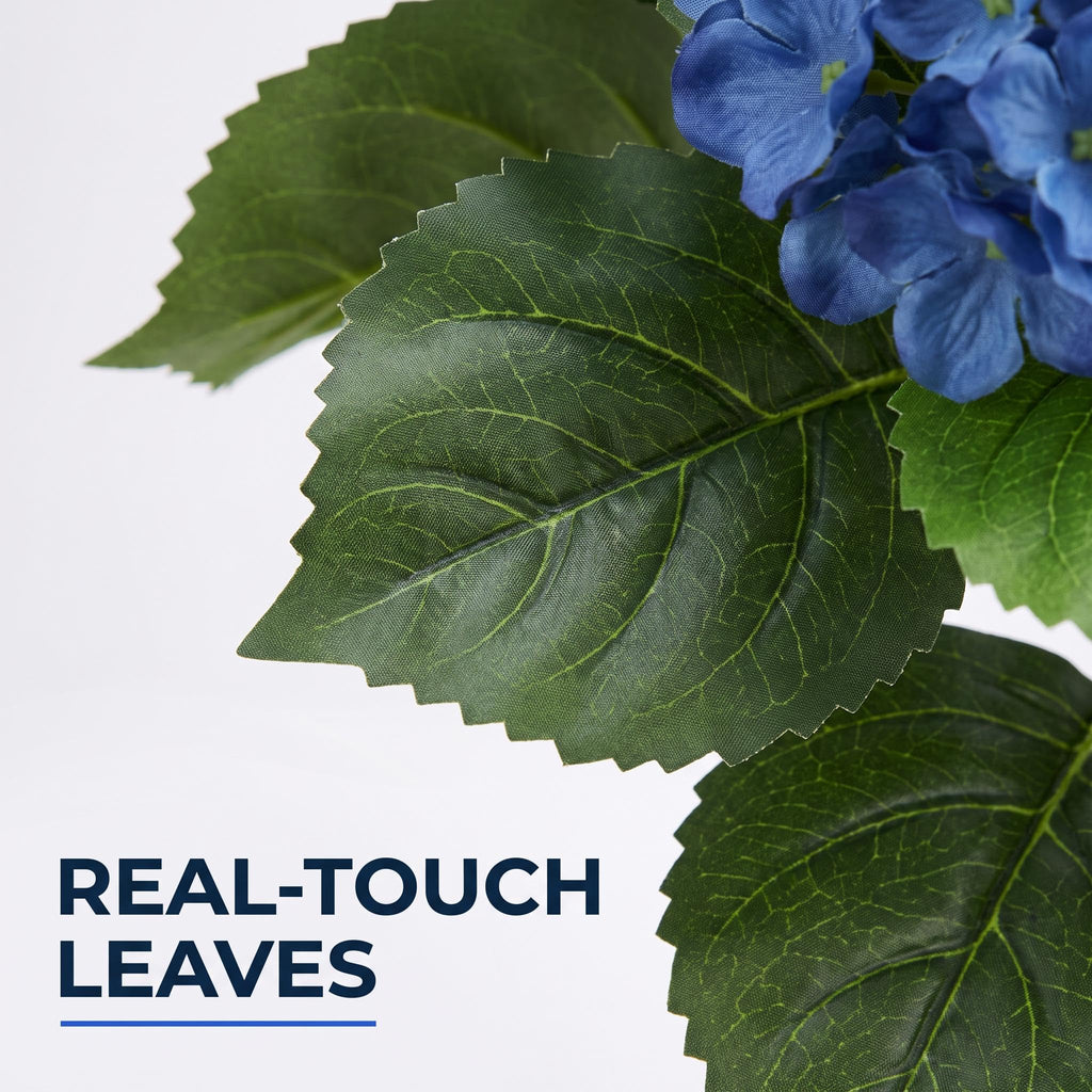 Artificial Hydrangea Tree, 3.1 FT Faux Hydrangea Plant in Pot with 9 Lifelike Blue Flowers, Fake Potted Flower Trees