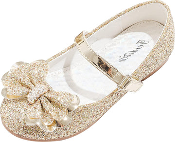 Girls Dress Shoes Princess Flats Glitter Flower Girl Toddler Kids