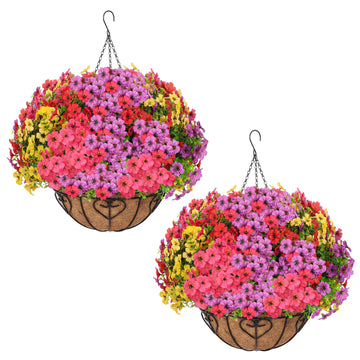 2 Sets Artificial Hanging Flower for Outdoors(Mixed)