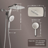 High Pressure Rain Shower Head: Upgrade Shower Heads with Handheld Spray Combo with Fixed Showerhead and 10 Sprays