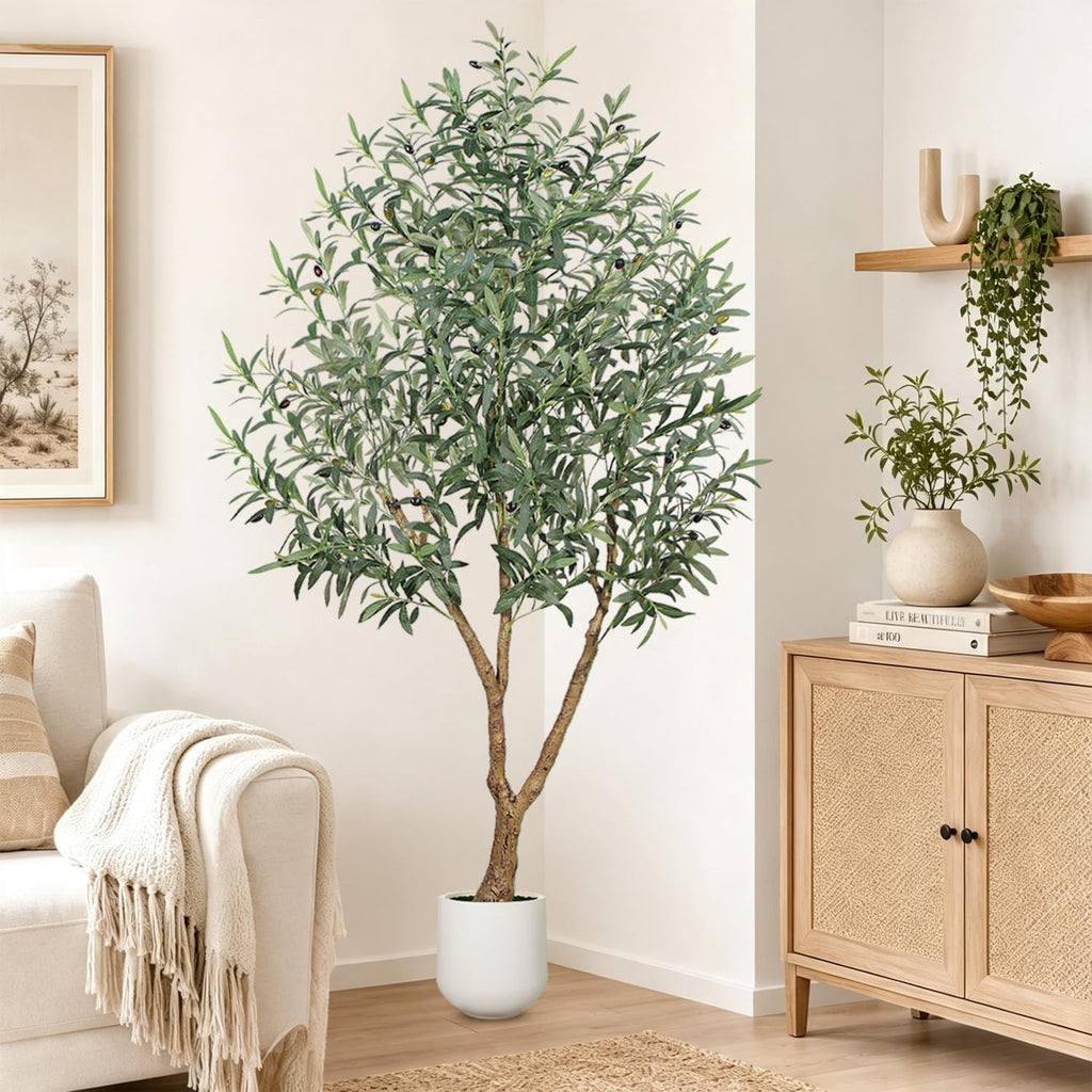 6FT Olive Trees Artificial Indoor - Fake Olive Tree Artificial Plants Indoor Fake Trees with Lifelike Fruits and