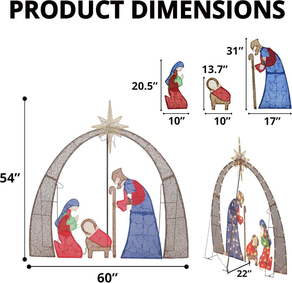 54" H Outdoor Nativity Scene Set Christmas Decorations