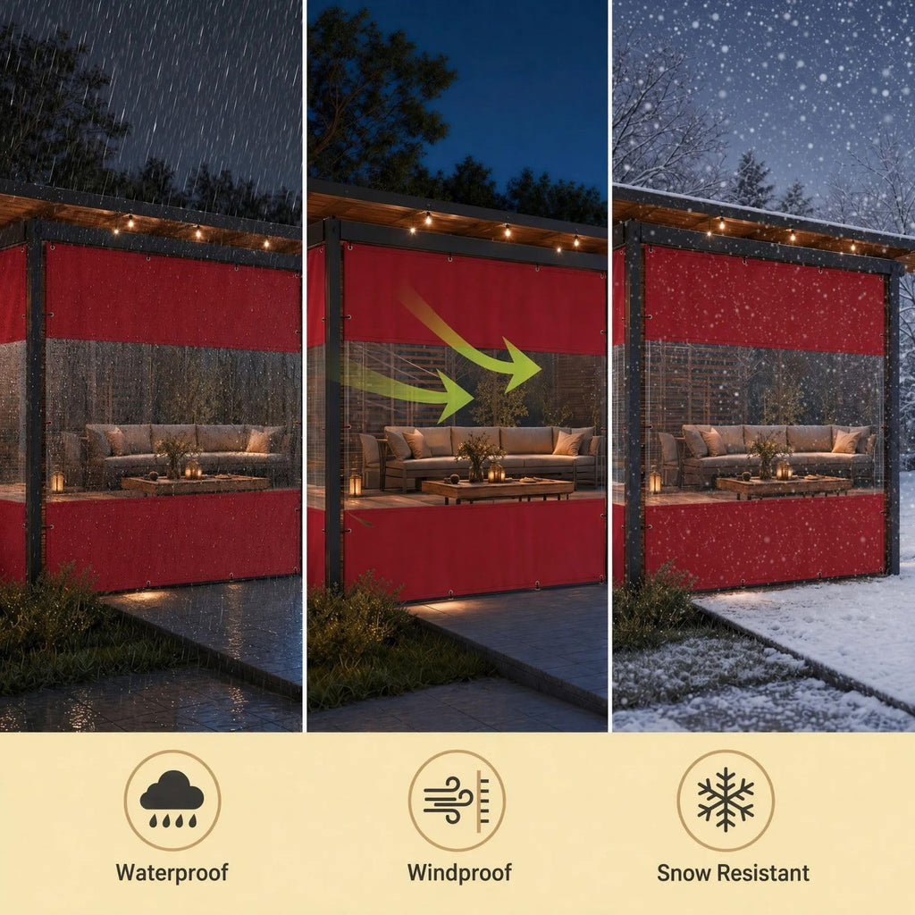 Outdoor Vinyl Curtain, 6'W x 9'L Heavy Duty Clear Tarp with Grommets UV Protection, Clear Panel Waterproof for