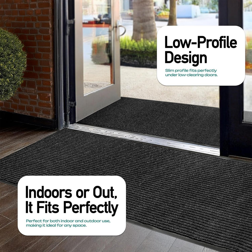 Heavy-Duty Rubber Door Mat - Durable, Indoor/Outdoor Use - Easy to Clean, Waterproof, Low-Profile Entry Mat - Ideal