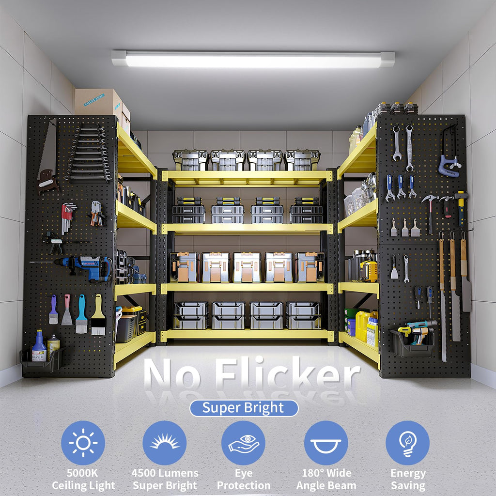 LED Ceiling Light Fixture with Plug, 5FT Triproof LED Tube Lights 45W Linkable Closet Light for Workbench Kitchen
