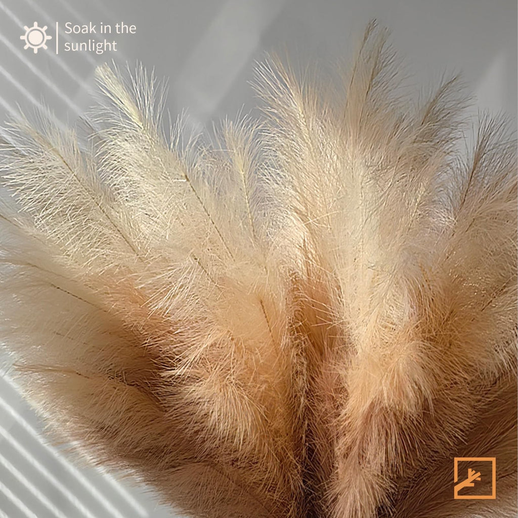 Faux Pampas Grass Decor 38" 7PCS Handmade Boho Decor Ombre Beige