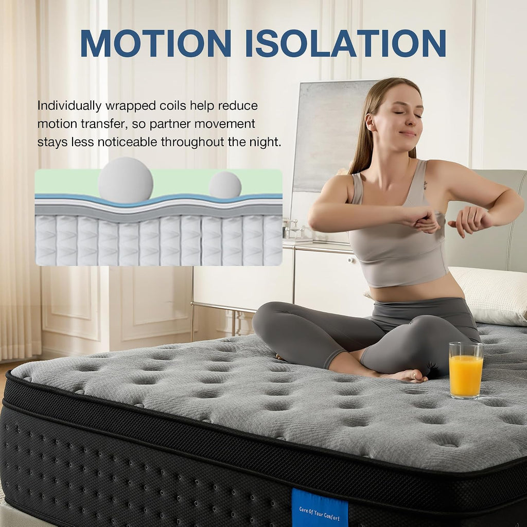 Full Size Mattress, 12 Inch Medium Firm Hybrid Mattress in a Box, Gel Memory Foam & Individually Pocketed Coils