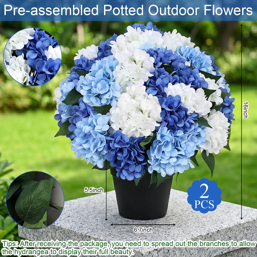 Set of 2 Faux Outdoor - Mixed Blue