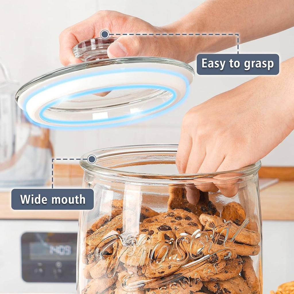 Gallon Glass Cookie Jar with Airtight Lid, 2 Pack - Set of 2
