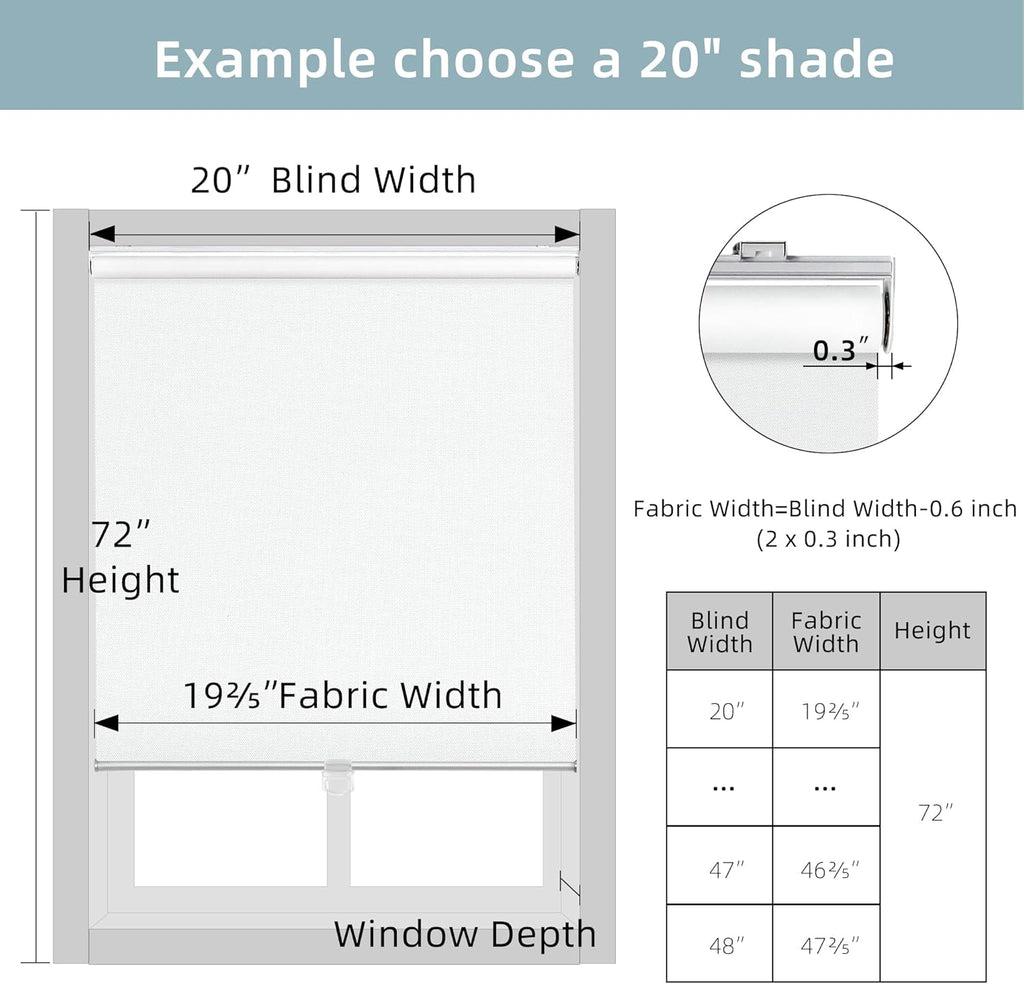 Cordless Free-Stop 100% Blackout Blinds for Windows, Roller Windows Shades with Thermal Insulated, UV Protection
