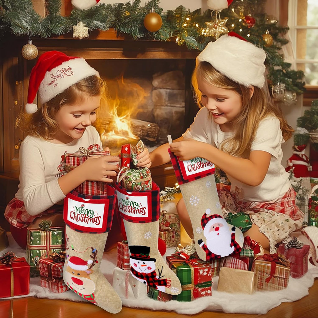 Christmas Stockings, Personalized , 19" Large Holiday & Family Stocking Decoration | Fireplace Party Decoration - Set of 3