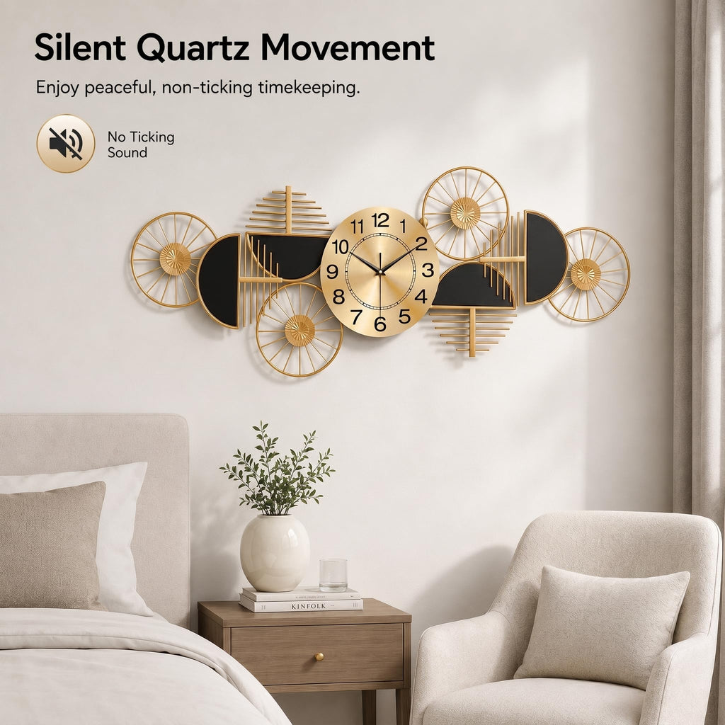 40" Large Modern Wall Clock, 3D Metal Wall Art