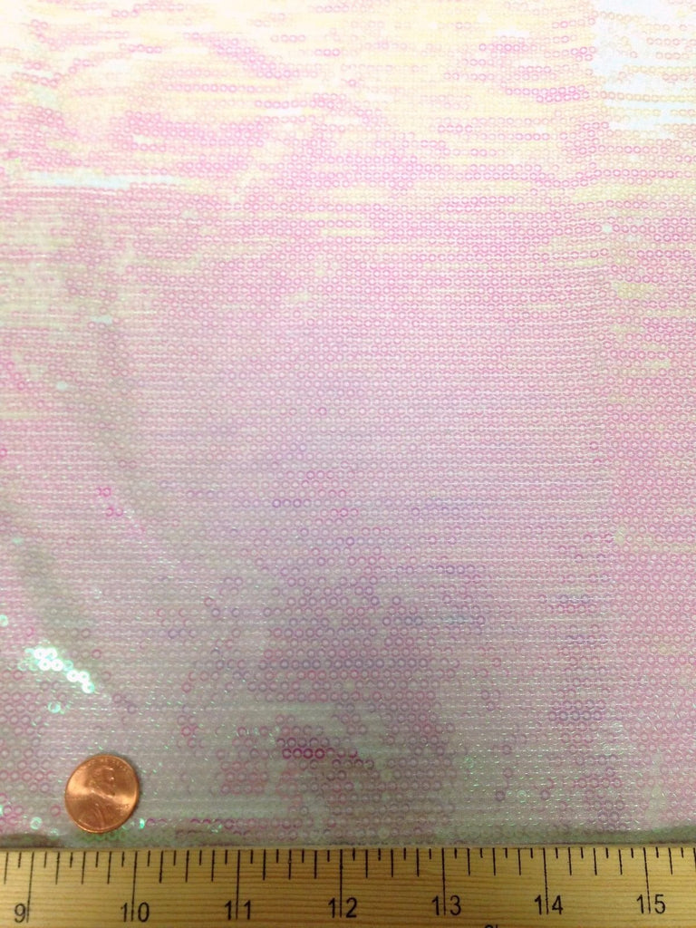 3mm Micro Mini Holographic Sequins on Stretch Polyester Spandex Jersey Fabric (Pearl White)