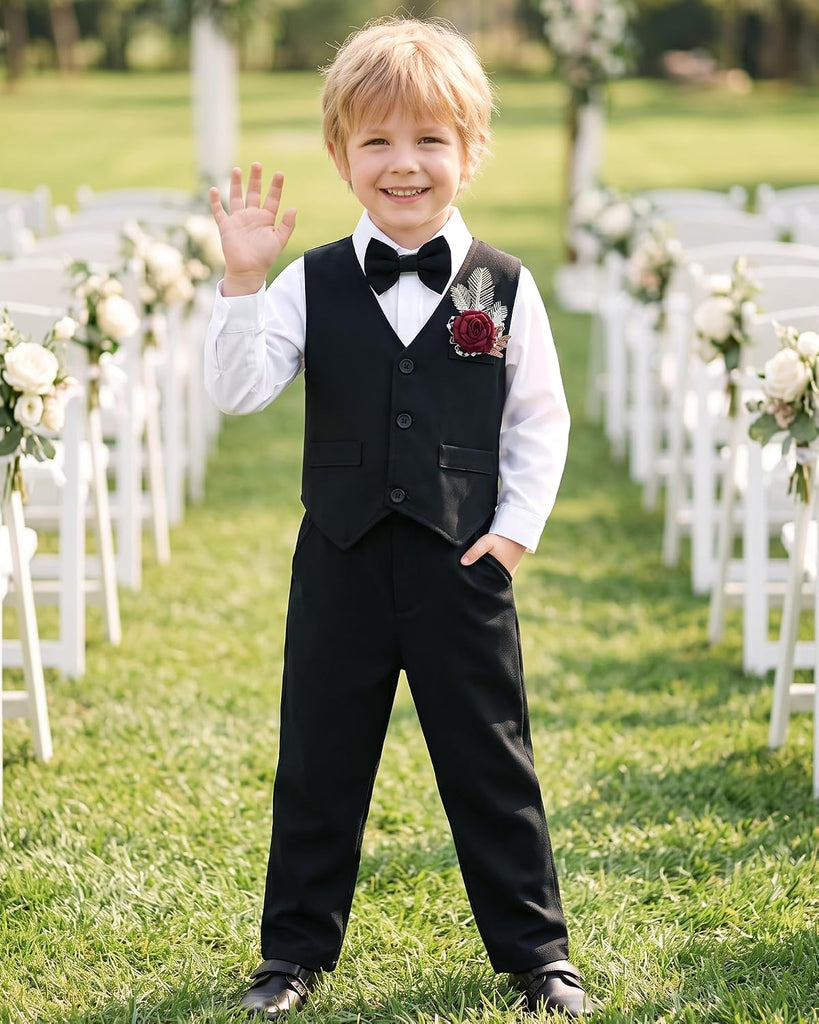 Toddler Boy Suit 5PCS Dress Clothes Formal Wedding Outfit Set 1