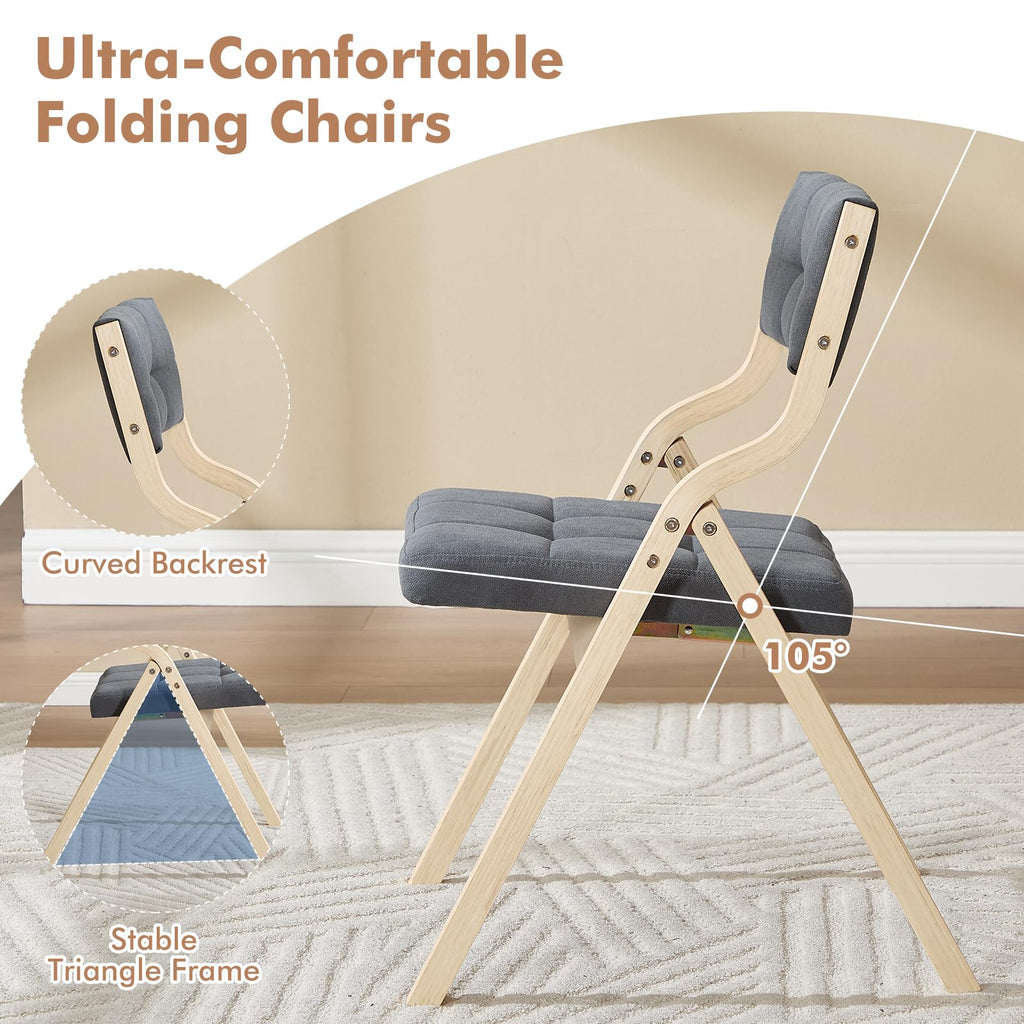 6-Pack Folding Dining Chairs with Cushion, Padded Foldable Dining Chairs, Portable Wooden Folding Chairs s Kitchen