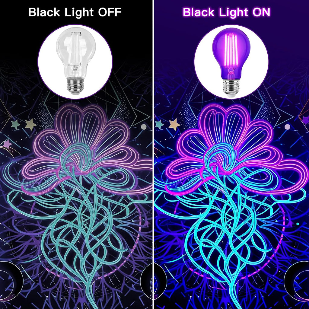 LED A19 Black Light Bulbs, 6 Pack