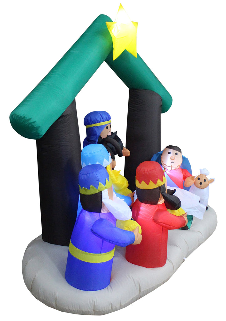 6 FT Christmas Inflatable Nativity Scene with Three Kings, Sheep & Cattle