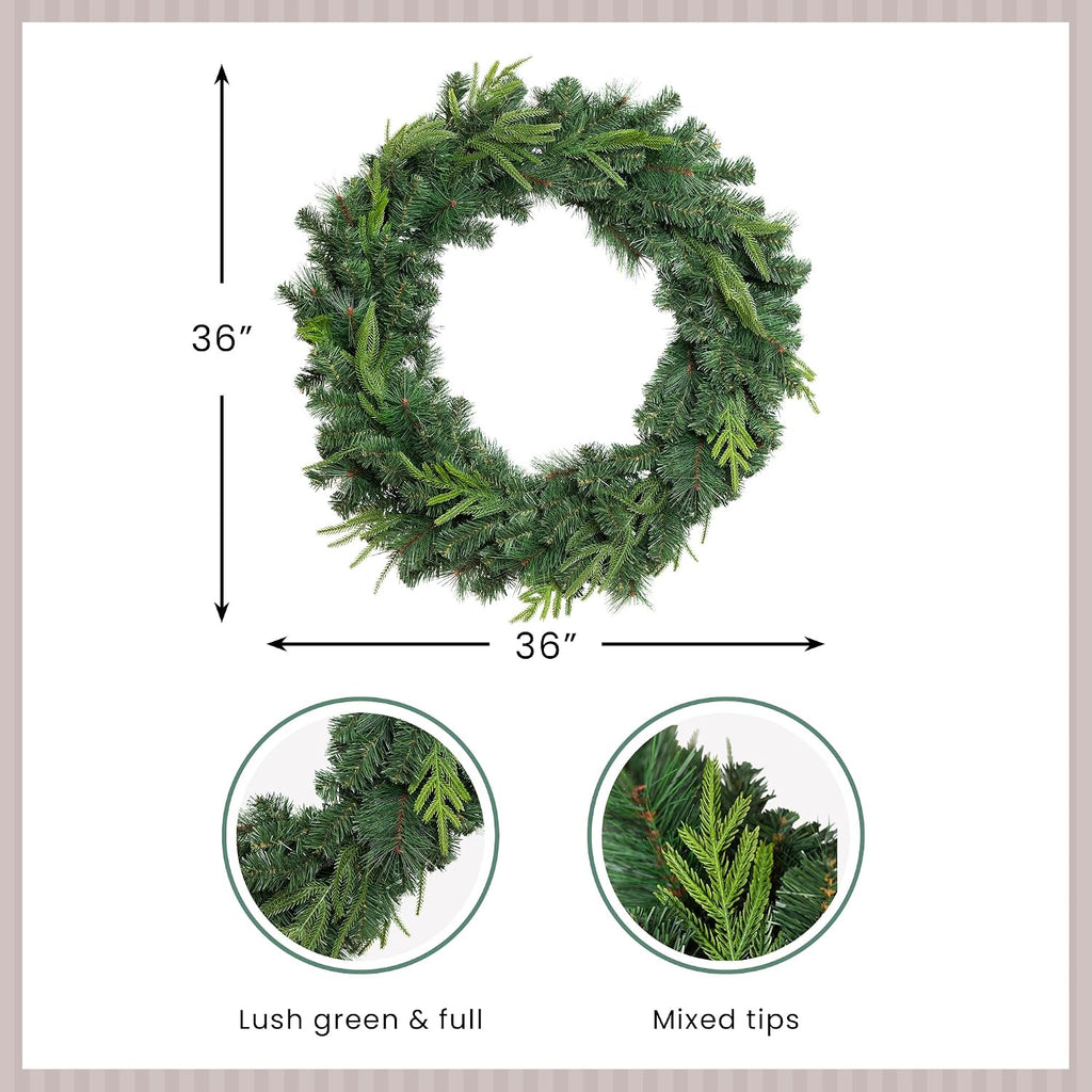Cedar and Pine Artificial Christmas Wreath - 36" - Unlit