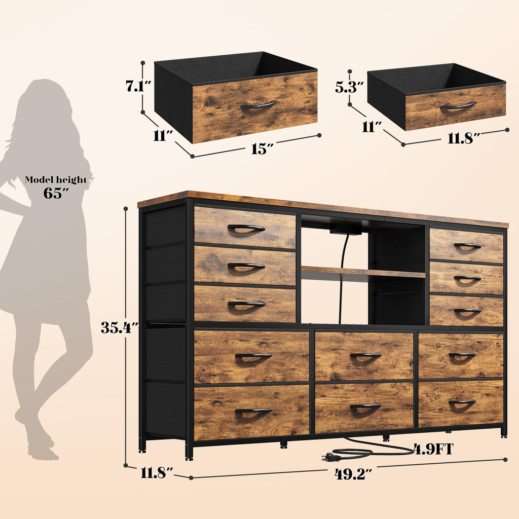 Dresser with LED Lights & Charging Station