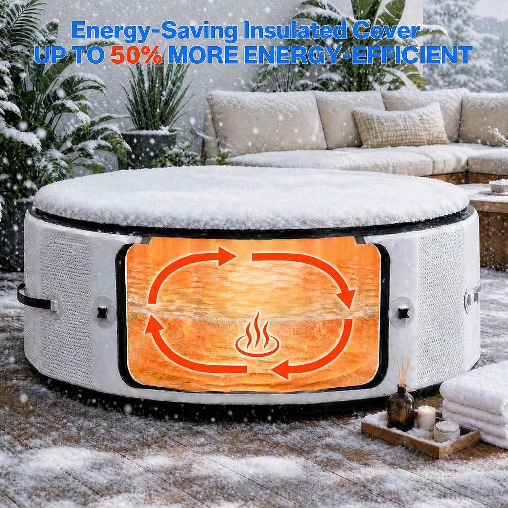 Inflatable Hot Tub 6 Person, Portable Massage Family Spa with App Control | 360° bubble massage spa ,No installation