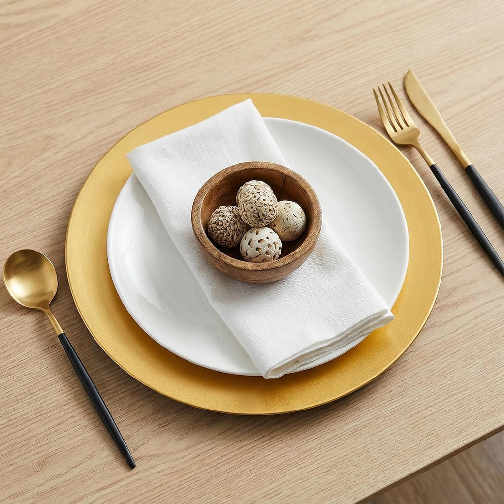 Gold Plastic Charger Plates, 13" Round Gold Charger Plates - Set of 12