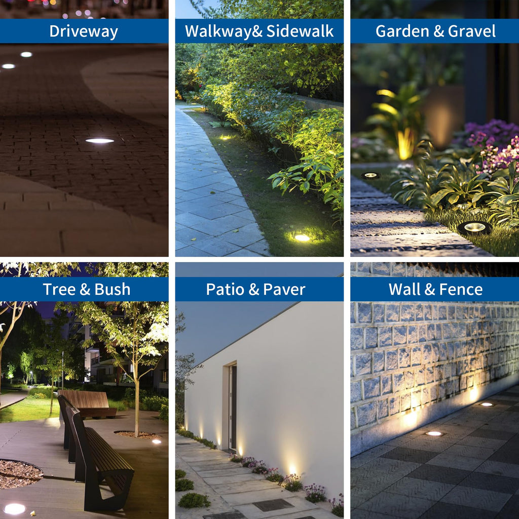 3CCT Outdoor In-Ground Lights, 120V Hardwired Well Lights, 8-Pack