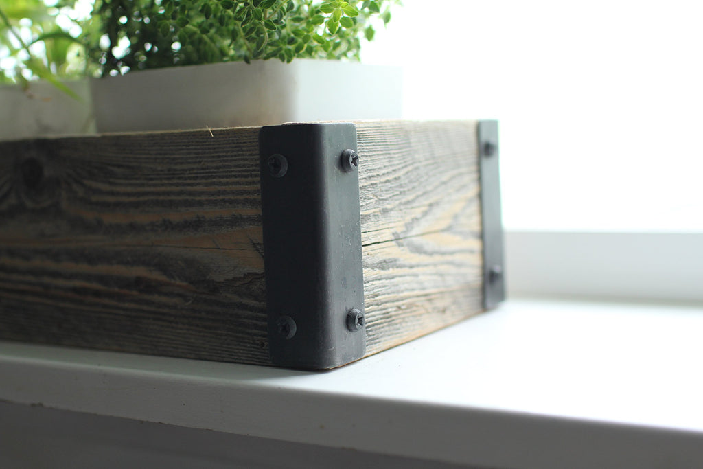 Reclaimed Wood Planter Box with Metal Brackets (Small - 14.5")