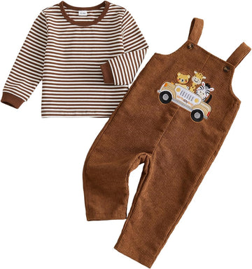 Toddler Baby Boy Birthday Outfits T-Shirt Overalls Pants Set
