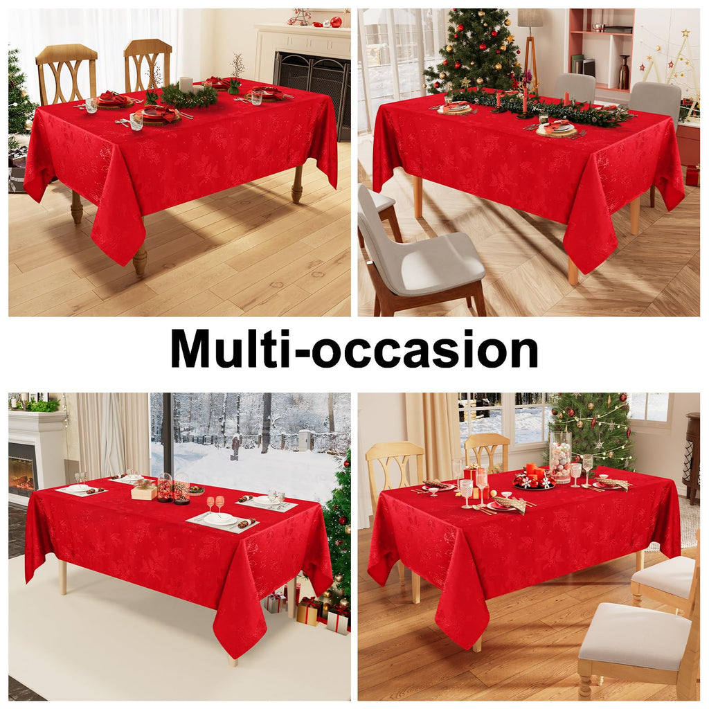 52x52 Inch Christmas Jacquard Sqaure Table Cloth for Dinner Decor