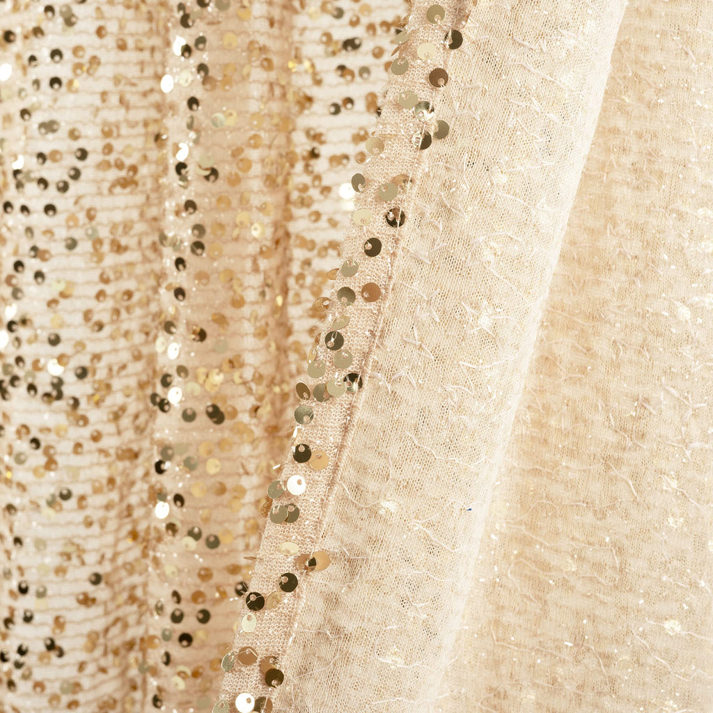 Ballgown Glam Sparkle Sequins Window Curtain Panel, Single, 52" W x 84" L, Champagne - Sequin Curtains - Sparkly