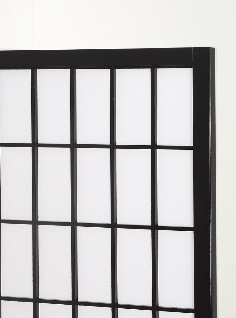Shoji 4 Panel Screen Room Divider, Black