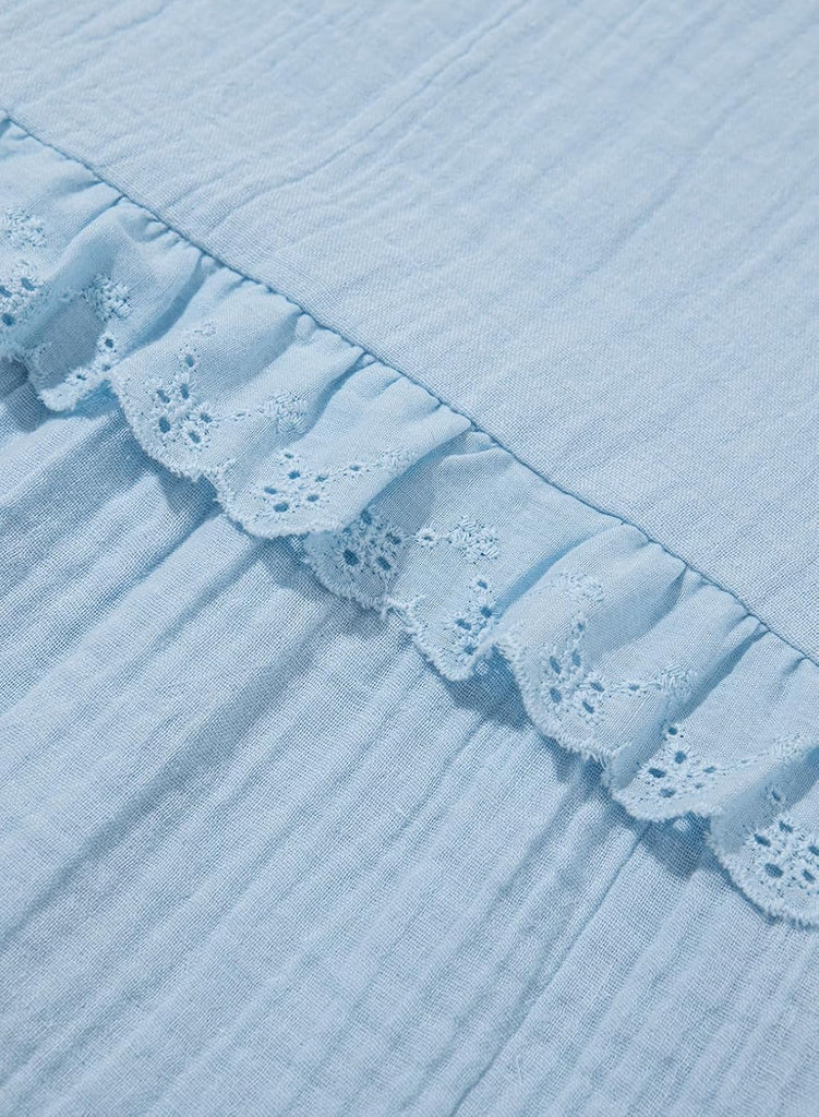 Girls Cotton Short Sleeve Dresses Summer Lace Dress