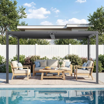 Louvered Pergola 10' x 13', Outdoor Aluminum Pergola with Reinforced Steel Roof