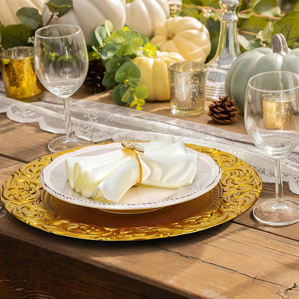 Gold Charger Plates Bulk, 13 Inch Wedding Charger Plate Set, Elegant - Set of 72