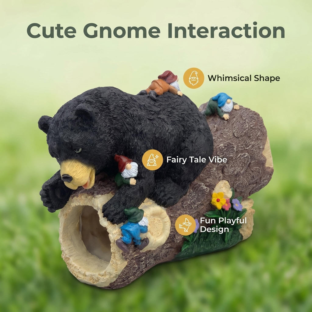 Gutter Downspout Extension Garden Decor, Outdoor Statue Curious Bear Sculpture & Statue Gutter Extender Decor