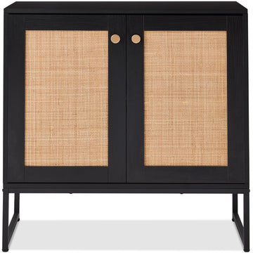 2-Door Rattan Storage Cabinet, Accent Furniture, Multifunctional Cupboard, Sideboard, Buffet Table w/Non-Scratch