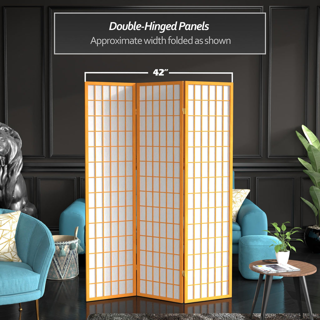 6 ft. Tall Window Pane Shoji Screen - Honey - 3 Panels