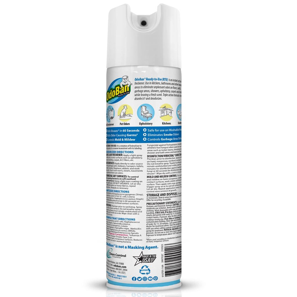 Ready-to-Use Disinfectant and Harsh Aroma Eliminator, Set of 2, 14.6 Ounce 360-Degree Continuous Spray Fabric/Air