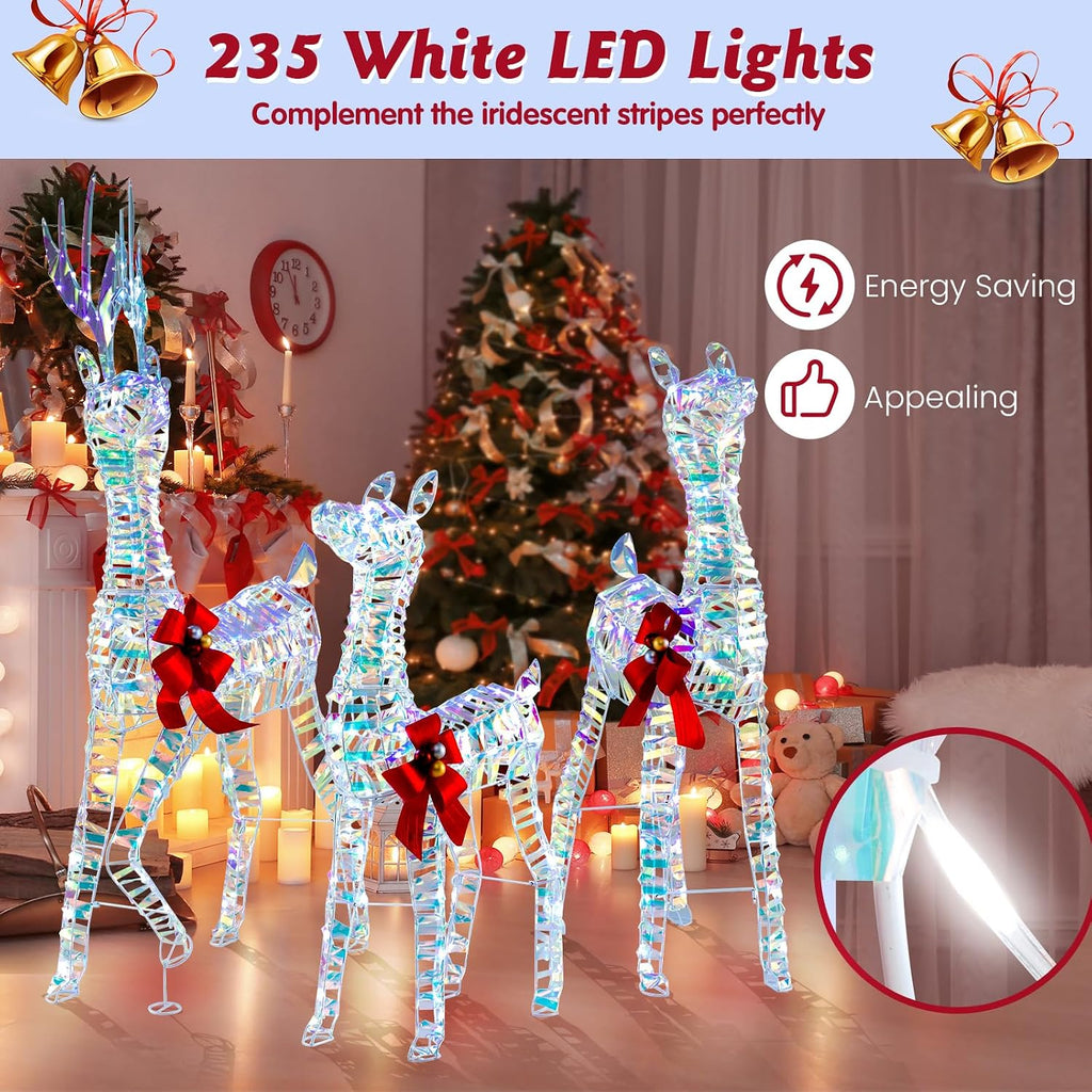 3-Piece Christmas Lighted Iridescent Reindeer Family Set